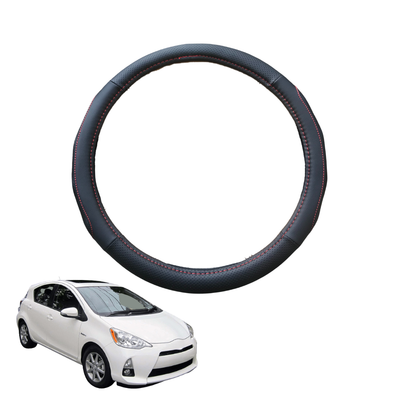 Steering Wheel Cover for Toyota Prius C 2012 - 2020 NHP10 - Black Microfiber Leather - Circle 38 cm