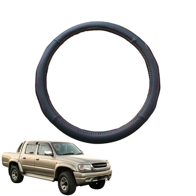 Steering Wheel Cover for Toyota Hilux Double Cab 1997 - 2005 - Black Microfiber Leather - Circle 38 cm