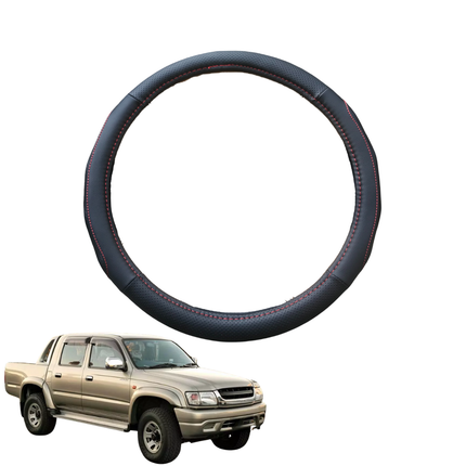 Steering Wheel Cover for Toyota Hilux Double Cab 1997 - 2005 - Black Microfiber Leather - Circle 38 cm