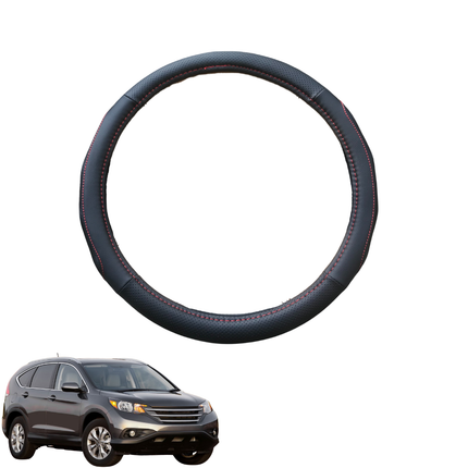 Steering Wheel Cover for Honda CR-V 2012 - 2017 RM - Black Microfiber Leather - Circle 38 cm