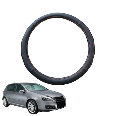 Steering Wheel Cover for VolksWagen Golf 2003 - 2009 Hatch (MK5) - Black Microfiber Leather - Circle 38 cm