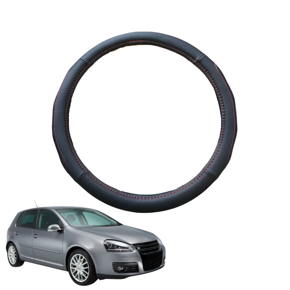 Steering Wheel Cover for VolksWagen Golf 2003 - 2009 Hatch (MK5) - Black Microfiber Leather - Circle 38 cm