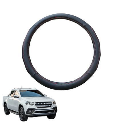 Steering Wheel Cover for Mercedes-Benz X-Class 2017 - 2021 Ute - Black Microfiber Leather - Circle 38 cm