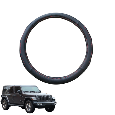 Steering Wheel Cover for Jeep Wrangler 2006 - 2018 (2-Door JK) - Black Microfiber Leather - Circle 38 cm