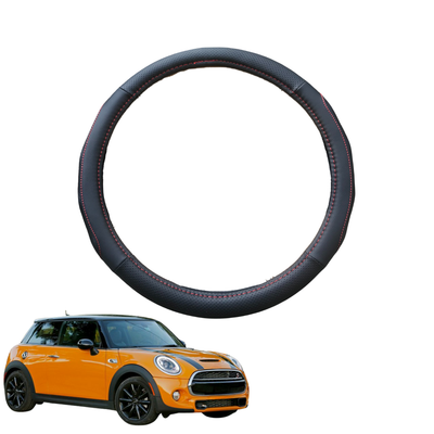 Steering Wheel Cover for MINI Cooper 3-Door Hatch 2014 - 2024 (F56) - Black Microfiber Leather - Circle 38 cm