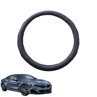 Steering Wheel Cover for BMW 8 Series 2018 - Current Gran Coupe (G16) - Black Microfiber Leather - Circle 38 cm