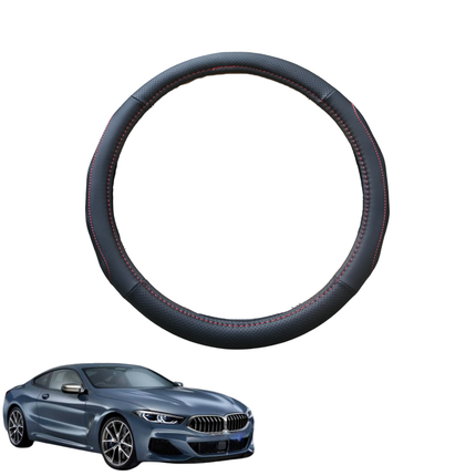 Steering Wheel Cover for BMW 8 Series 2018 - Current Gran Coupe (G16) - Black Microfiber Leather - Circle 38 cm