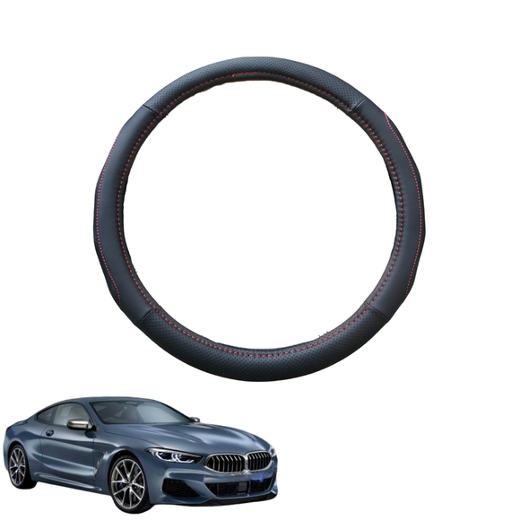 Steering Wheel Cover for BMW 8 Series 2018 - Current Gran Coupe (G16) - Black Microfiber Leather - Circle 38 cm