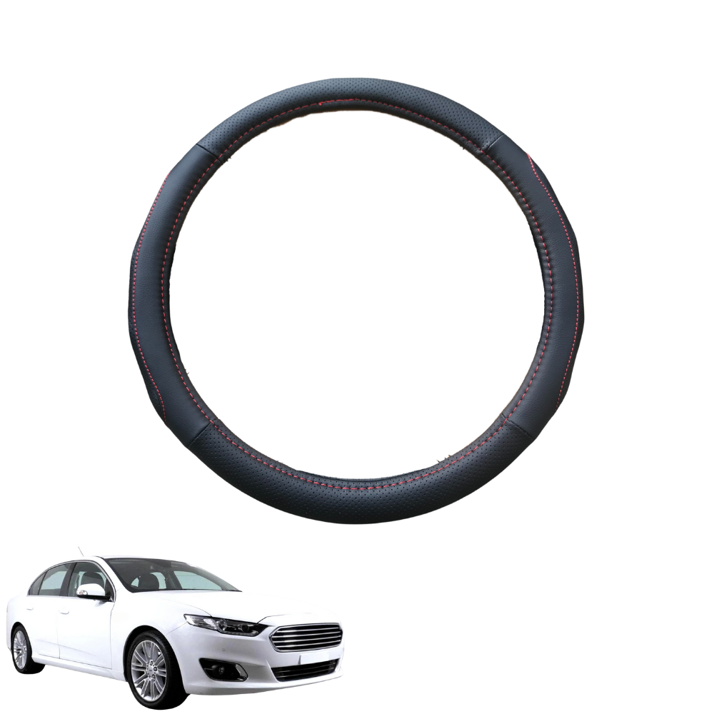 Steering Wheel Cover for Ford Falcon 2014 - 2016 (FGX) - Black Microfiber Leather - Circle 38 cm