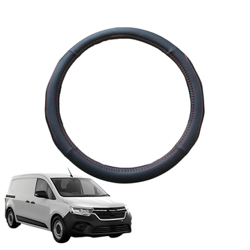 Steering Wheel Cover for Renault KANGOO 2010 - 2021 - Black Microfiber Leather - Circle 38 cm