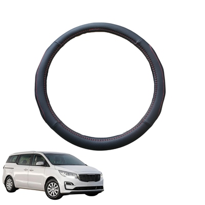 Steering Wheel Cover for Kia Carnival 2015 - 2020 (YP) - Black Microfiber Leather - Circle 38 cm