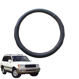 Steering Wheel Cover for Toyota LandCruiser 100 1998 - 2007 - Black Microfiber Leather - Circle 38 cm