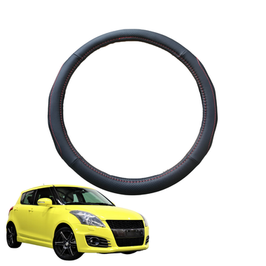 Steering Wheel Cover for Suzuki Swift Sport 2012 - 2017 (FZ) - Black Microfiber Leather - Circle 38 cm