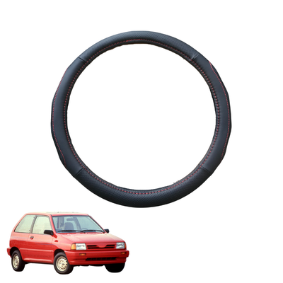 Steering Wheel Cover for Ford Festiva 1993 - 2000 (WB-WD) - Black Microfiber Leather - Circle 38 cm