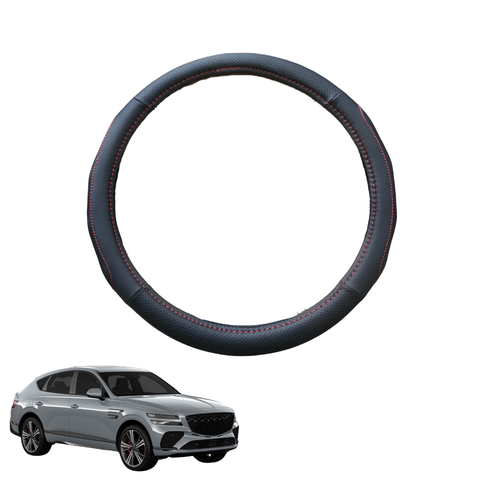 Steering Wheel Cover for Genesis GV80 Coupe 2024 - Current - Black Microfiber Leather - Circle 38 cm
