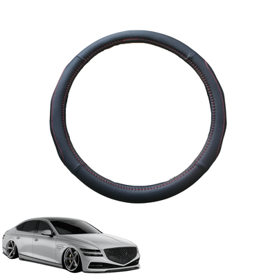 Steering Wheel Cover for Genesis G80 2021 - Current (RG3) - Black Microfiber Leather - Circle 38 cm