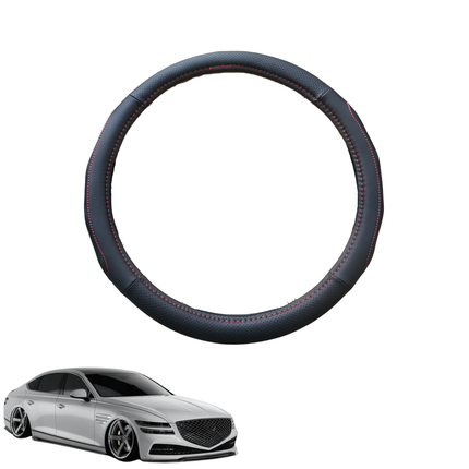 Steering Wheel Cover for Genesis G80 2021 - Current (RG3) - Black Microfiber Leather - Circle 38 cm