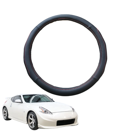 Steering Wheel Cover for Nissan 370Z Manual 2009 - 2021 Z34 - Black Microfiber Leather - Circle 38 cm