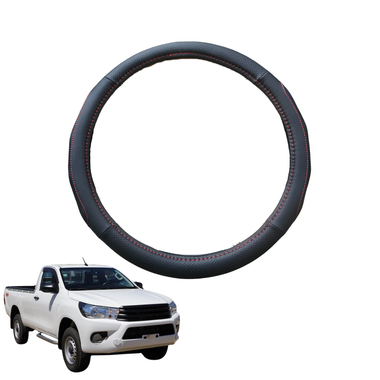 Steering Wheel Cover for Toyota Hilux Single Cab 2015 - Current - Black Microfiber Leather - Circle 38 cm