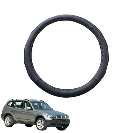Steering Wheel Cover for BMW X3 2003 - 2010 (E83) - Black Microfiber Leather - Circle 38 cm