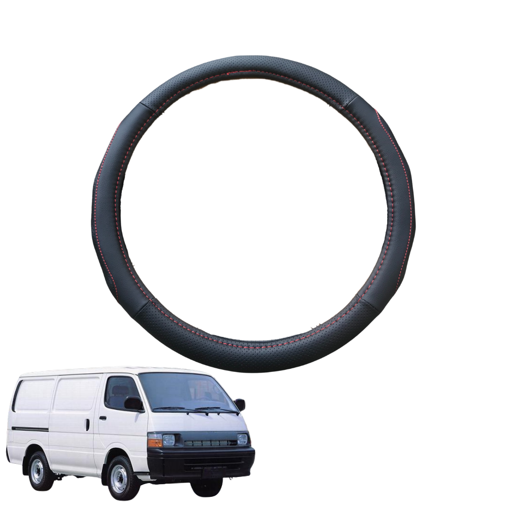 Steering Wheel Cover for Toyota HiAce Commuter 1989 - 2005 - Black Microfiber Leather - Circle 38 cm
