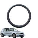 Steering Wheel Cover for BMW 1 Series 5-Door Hatch 2004 - 2013 (E87) - Black Microfiber Leather - Circle 38 cm-1