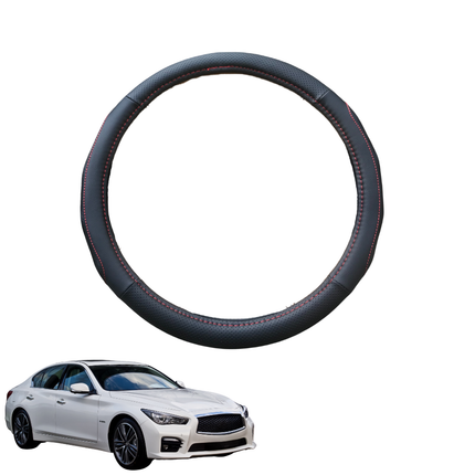 Steering Wheel Cover for Infiniti Q50 2014 - 2019 - Black Microfiber Leather - Circle 38 cm