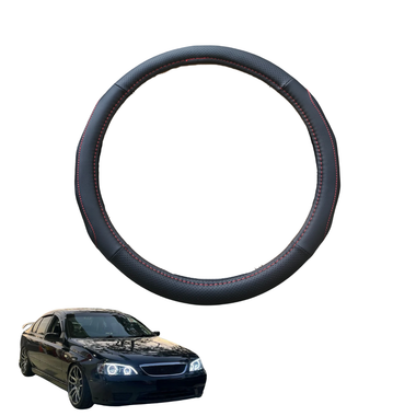 Steering Wheel Cover for Ford Falcon 2002 - 2008 (BA BF) - Black Microfiber Leather - Circle 38 cm