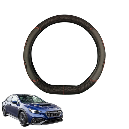 Steering Wheel Cover for Subaru WRX 2022 - Current Manual - Black Microfiber Leather - D-Shape 38 cm