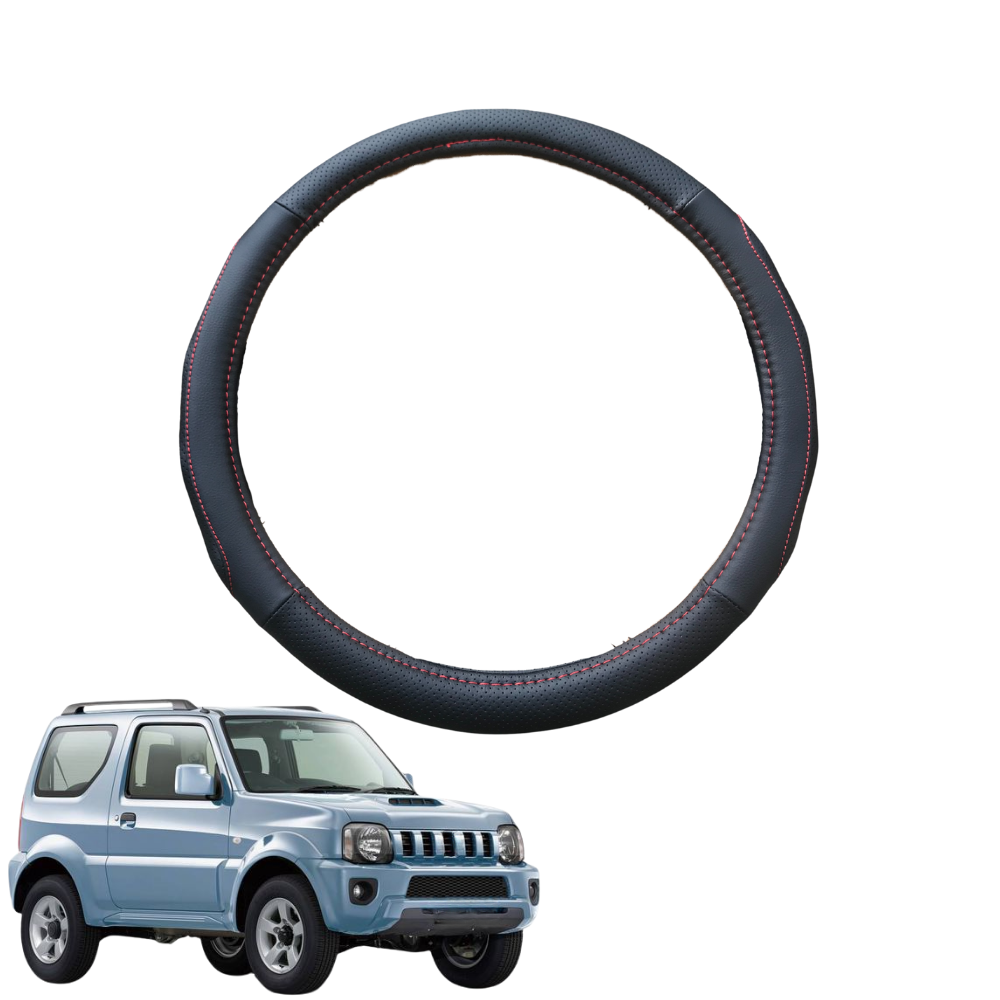 Steering Wheel Cover for Suzuki Jimny 2018 - Current Auto - Black Microfiber Leather - Circle 38 cm