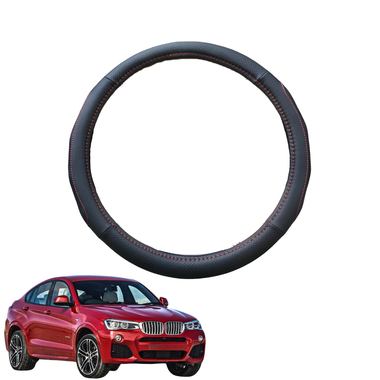 Steering Wheel Cover for BMW X4 2014 - 2018 (F26) - Black Microfiber Leather - Circle 38 cm