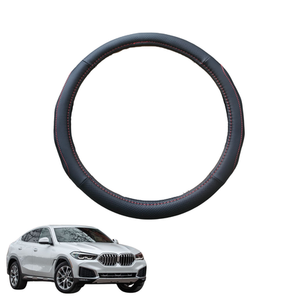 Steering Wheel Cover for BMW X6 2020 - Current (G06) - Black Microfiber Leather - Circle 38 cm