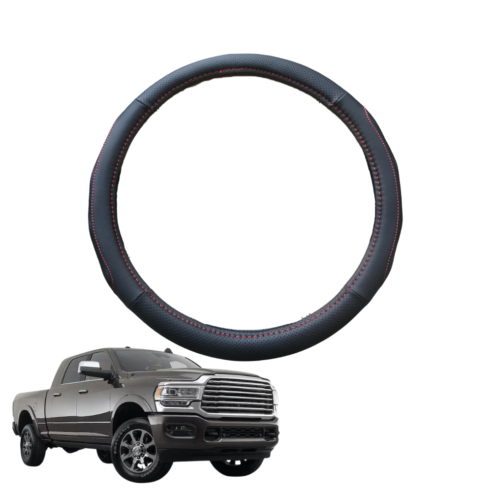 Steering Wheel Cover for RAM 2500/3500 Laramie 2021 - Current - Black Microfiber Leather - Circle 38 cm