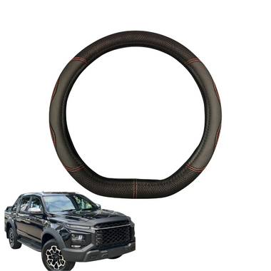 Steering Wheel Cover for JAC T9 2024 - Current - Black Microfiber Leather - D-Shape 38 cm