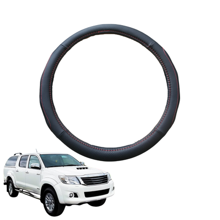 Steering Wheel Cover for Toyota Hilux Double Cab 2005 - 2015 - Black Microfiber Leather - Circle 38 cm