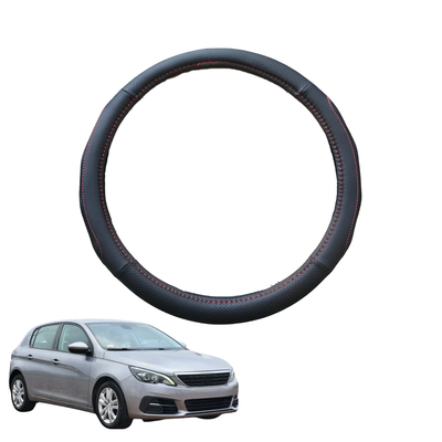Steering Wheel Cover for Peugeot 308 2014 - 2021 Hatch (T9) - Black Microfiber Leather - Circle 38 cm