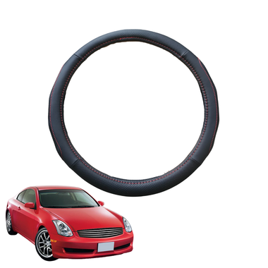 Steering Wheel Cover for Nissan Skyline Coupe 2001 - 2009 (V35) - Black Microfiber Leather - Circle 38 cm