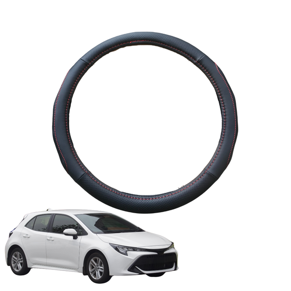 Steering Wheel Cover for Toyota Corolla 2018 - Current Hatch - Black Microfiber Leather - Circle 38 cm