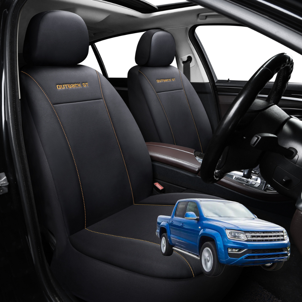 Car Front Seat Cover for VolksWagen Amarok Dual Cab 2010 - 2022 2H, 2H Facelift - Black - 27 x 26 x 10 cm
