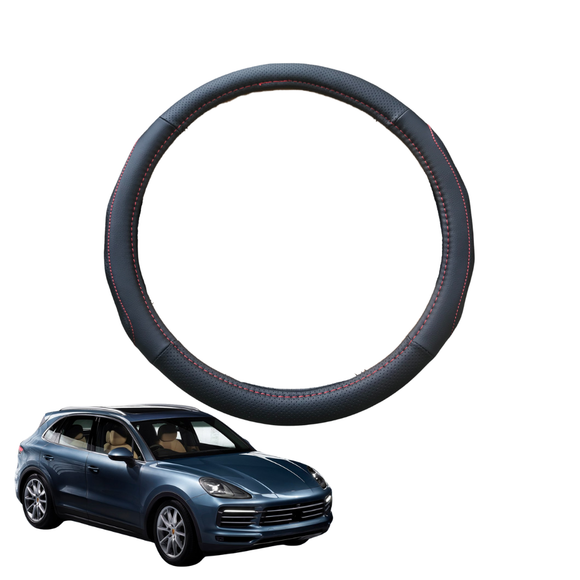 Steering Wheel Cover for Porsche Cayenne 2018 - Current - Black Microfiber Leather - Circle 38 cm