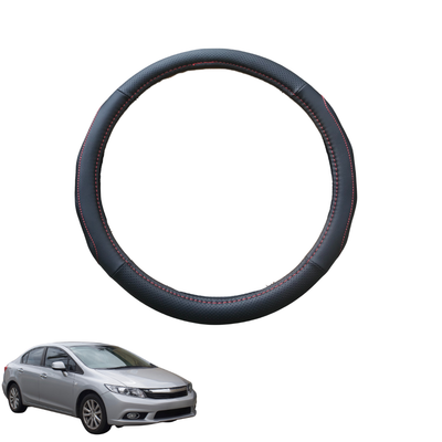 Steering Wheel Cover for Honda Civic 2006 - 2012 Hatch(8th Gen) - Black Microfiber Leather - Circle 38 cm