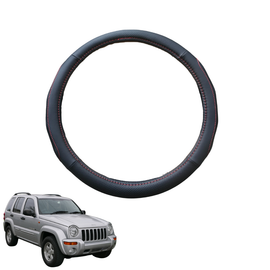 Steering Wheel Cover for Jeep Cherokee 2002 - 2008 (KJ) - Black Microfiber Leather - Circle 38 cm