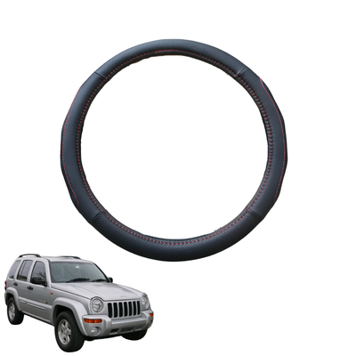 Steering Wheel Cover for Jeep Cherokee 2002 - 2008 (KJ) - Black Microfiber Leather - Circle 38 cm
