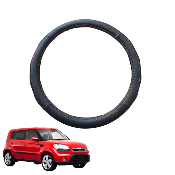 Steering Wheel Cover for Kia Soul 2008 - 2013 AM - Black Microfiber Leather - Circle 38 cm