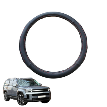 Steering Wheel Cover for Hyundai Santa Fe Hybrid 2024 - Current (6 Seater) - Black Microfiber Leather - Circle 38 cm