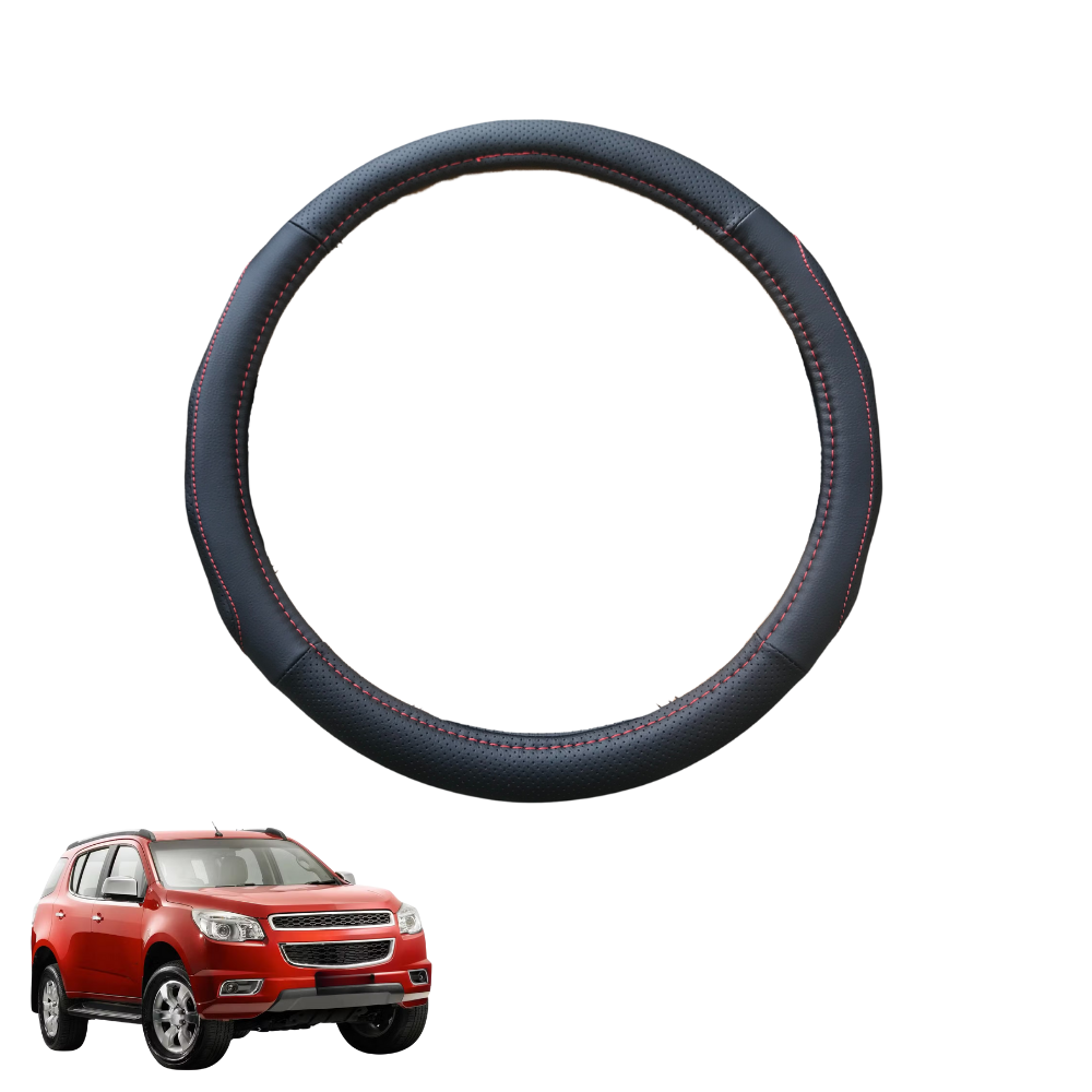 Steering Wheel Cover for Holden Colorado 7 2012 - 2020 RG - Black Microfiber Leather - Circle 38 cm