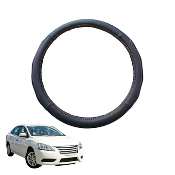 Steering Wheel Cover for Nissan Pulsar 2013 - 2017 C12, B17 - Black Microfiber Leather - Circle 38 cm