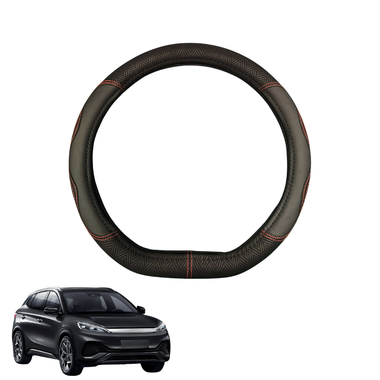 Steering Wheel Cover for BYD Atto 3 2022 - Current - Black Microfiber Leather - D-Shape 38 cm