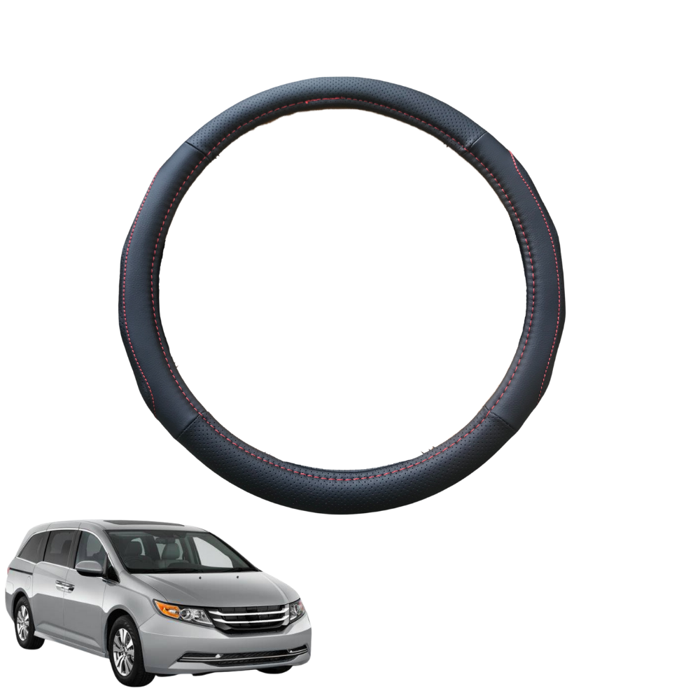 Steering Wheel Cover for Honda Odyssey 2014 - 2020 Luxury 7 Seater (ViL) - Black Microfiber Leather - Circle 38 cm