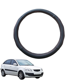 Steering Wheel Cover for Kia Rio 2005 - 2011 (JB) - Black Microfiber Leather - Circle 38 cm